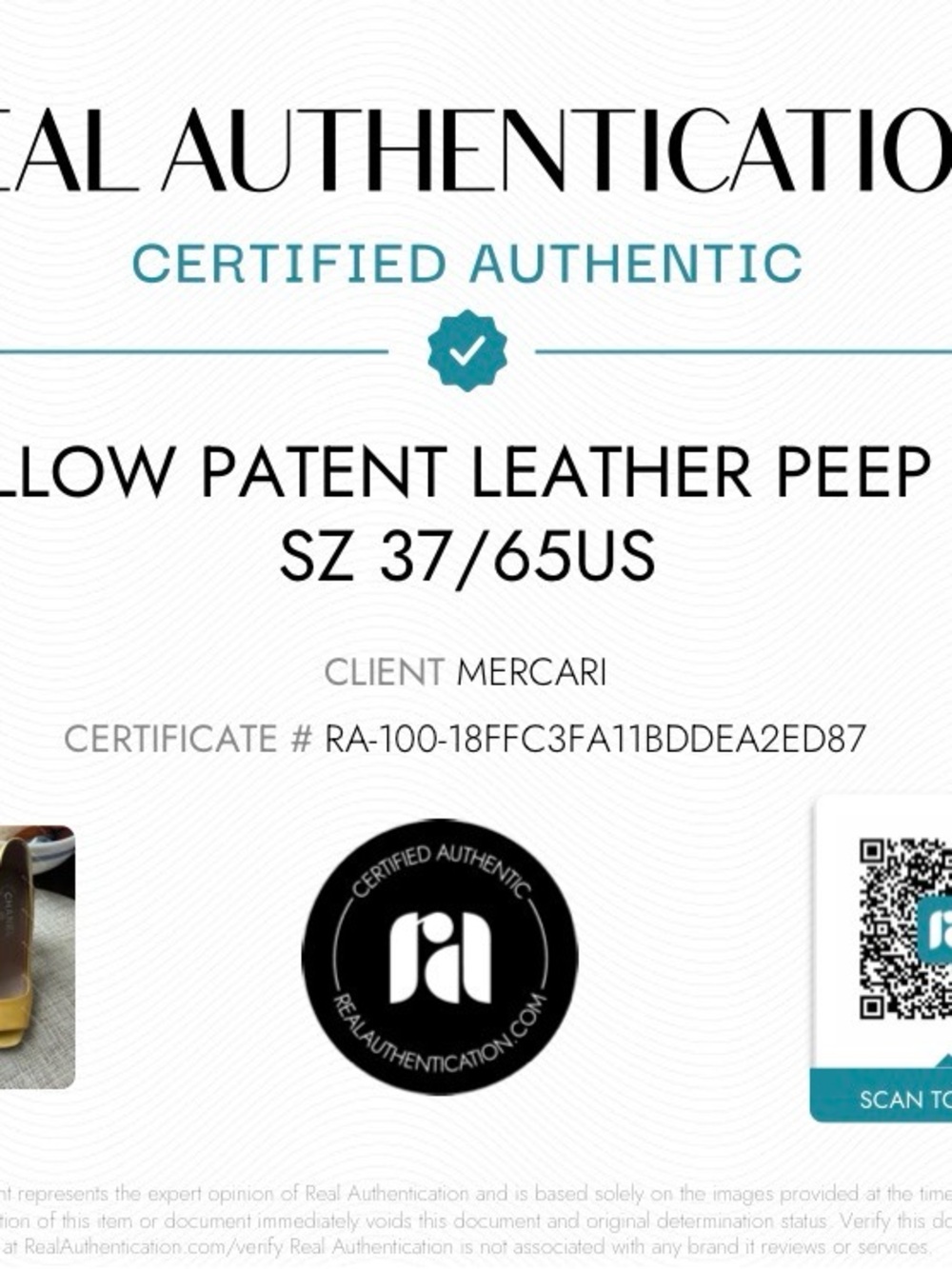 CHANEL Yellow Peep-Toe Patent Leather Pumps- Sz 37/6.5US - Picture 7 of 7